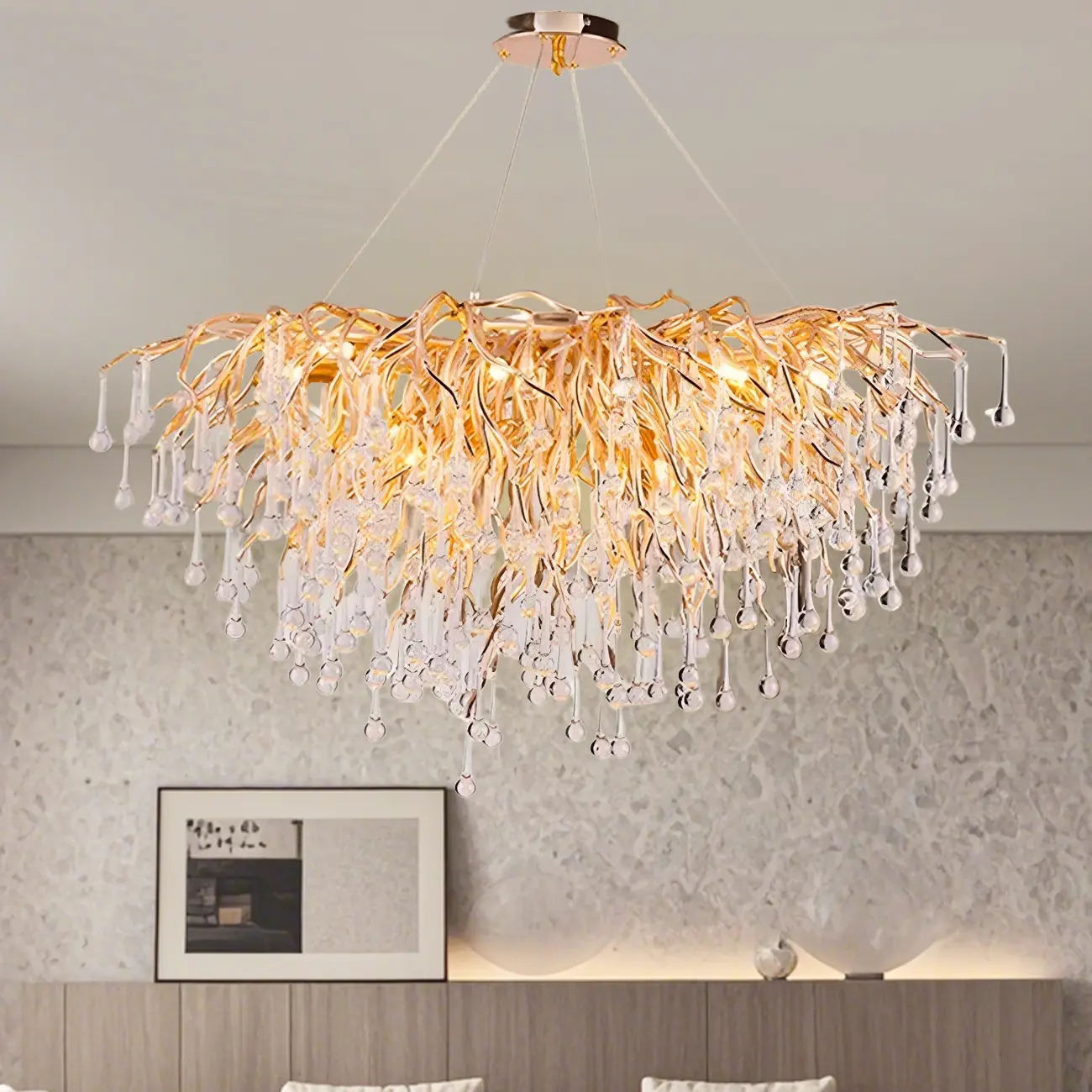 Modern Crystal Chandelier with Gold Branches for Dining Room Image - 11 | homeyfad