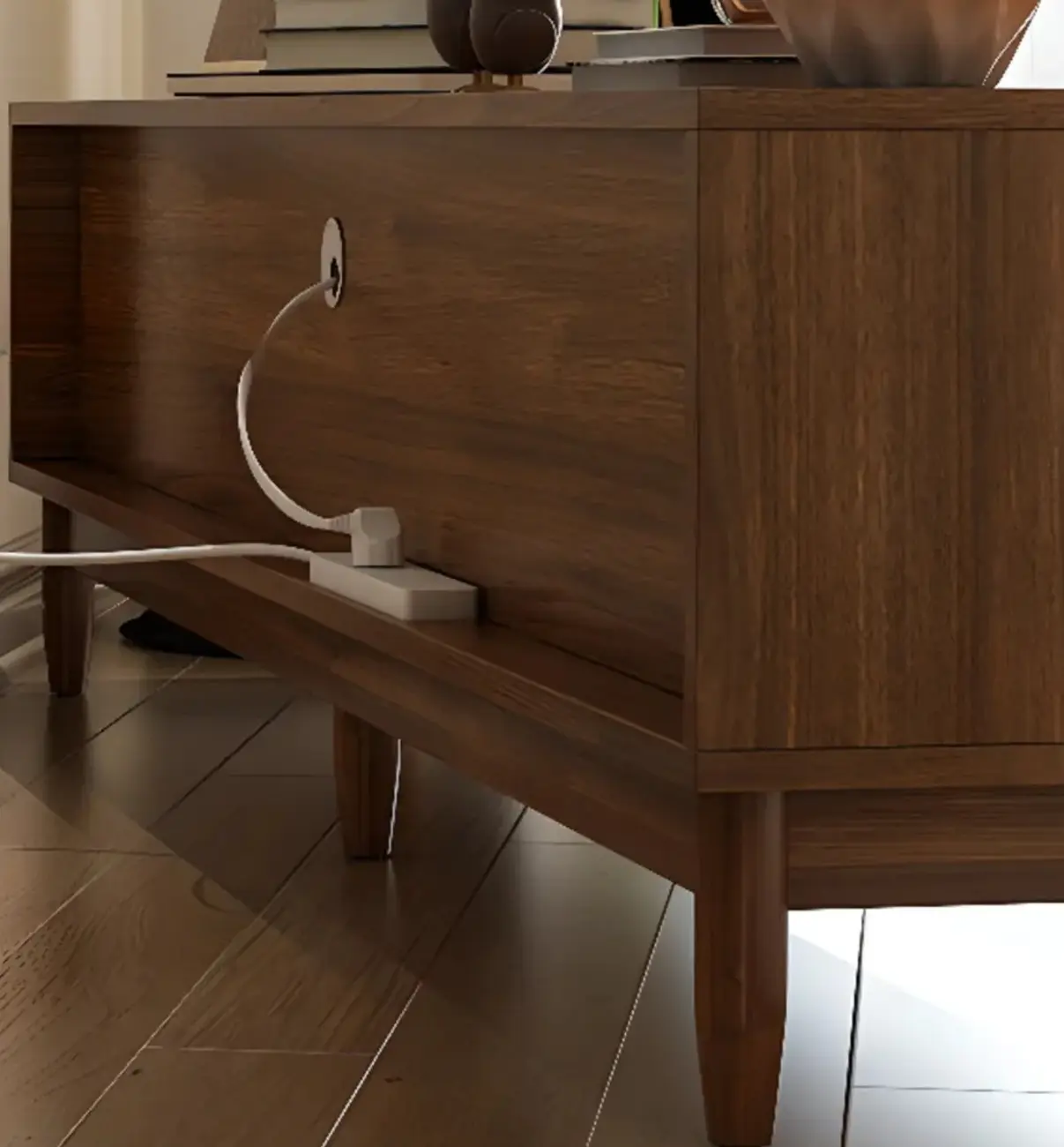 Vintage Brown Wooden TV Stand with 2-Drawers for Living Room Image - 3 | homeyfad