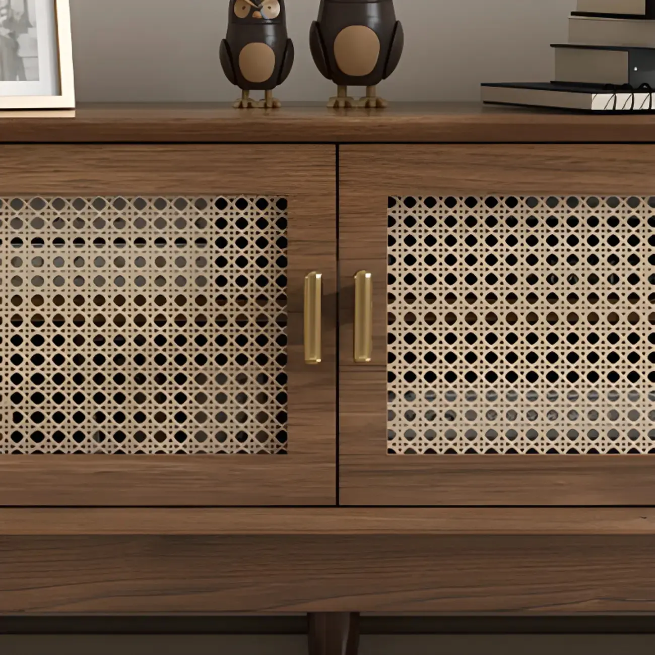 Vintage Brown Wooden TV Stand with 2-Drawers for Living Room Image - 4 | homeyfad