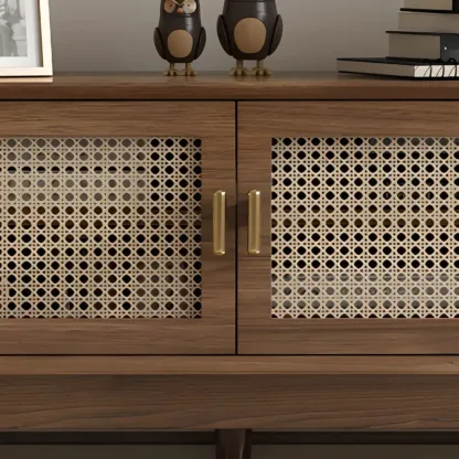 Vintage Brown Wooden TV Stand with 2-Drawers for Living Room Image - 4