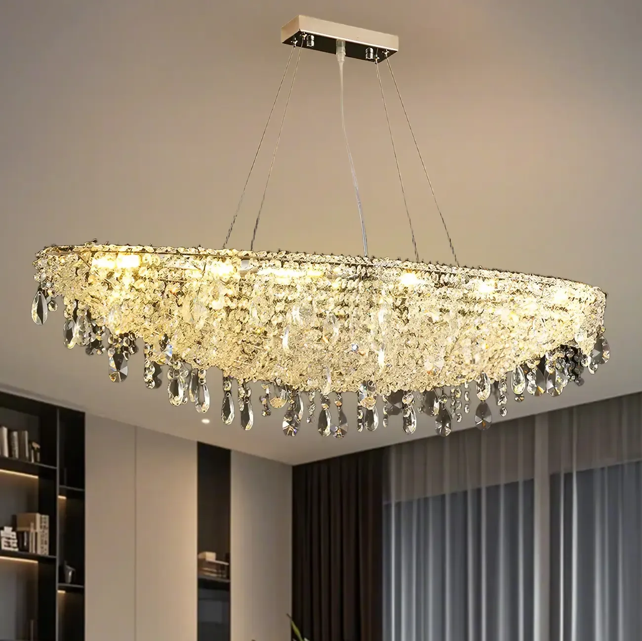 Luxury Crystal 16-Light Island Pendant Light for Kitchen Image - 1