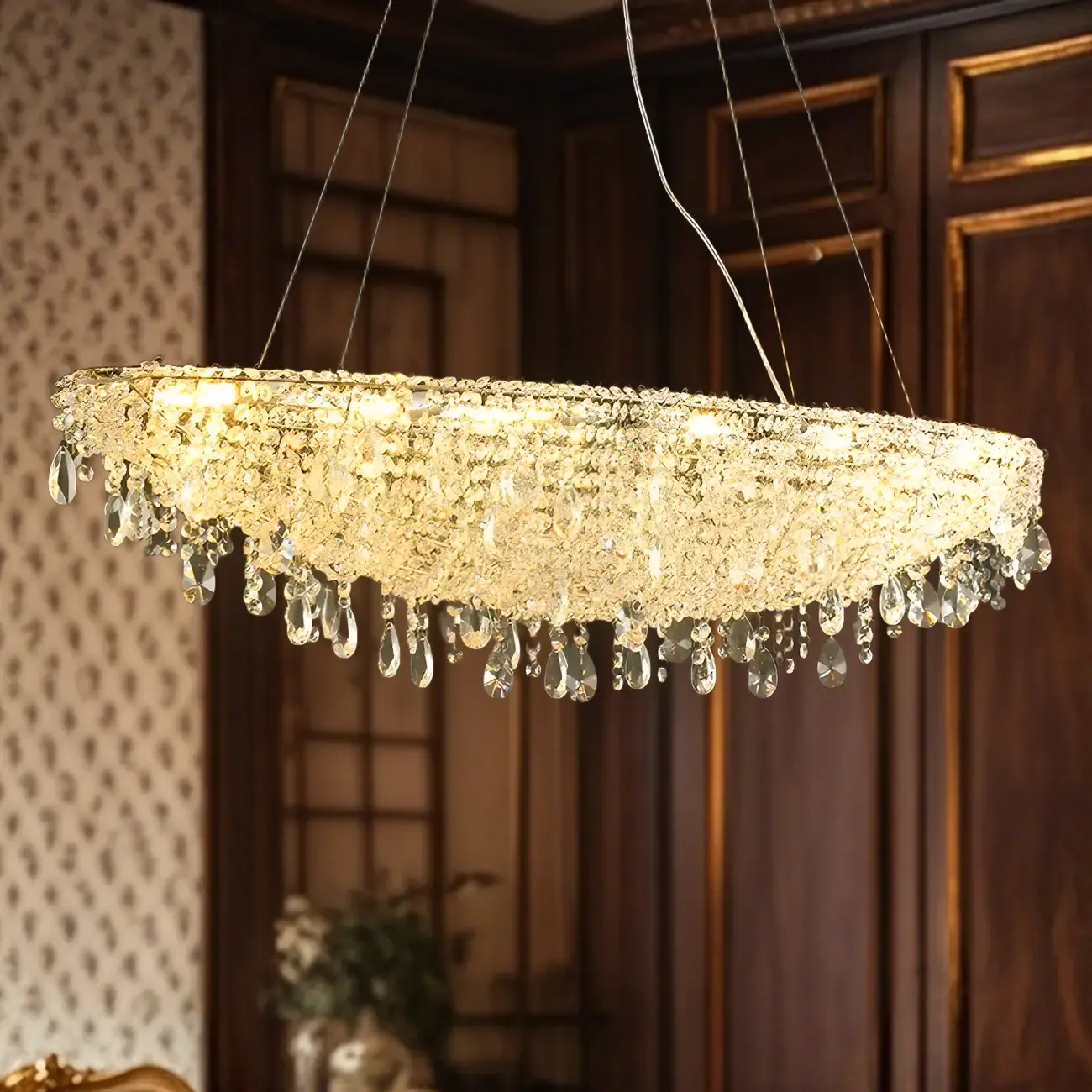 Luxury Crystal 16-Light Island Pendant Light for Kitchen Image - 3