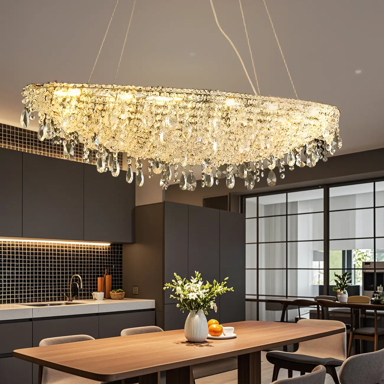 Luxury Crystal 16-Light Island Pendant Light for Kitchen Image - 5 | homeyfad
