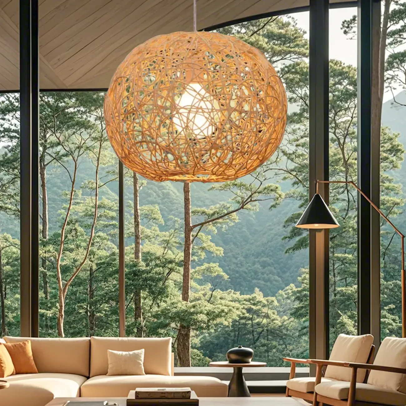 Glam Woven Ball Pendant Light for Living Room Decor Image - 2