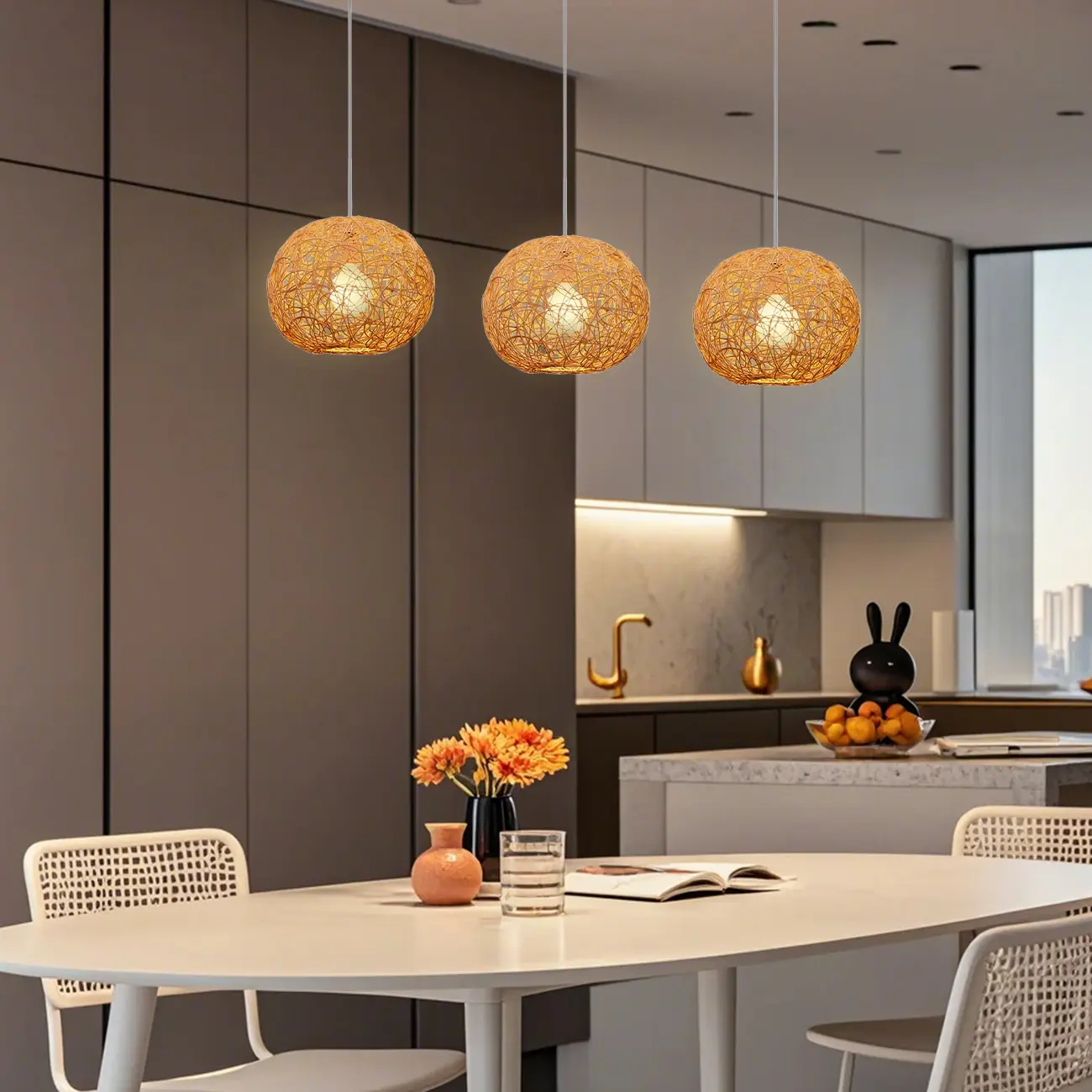 Glam Woven Ball Pendant Light for Living Room Decor Image - 3 | homeyfad