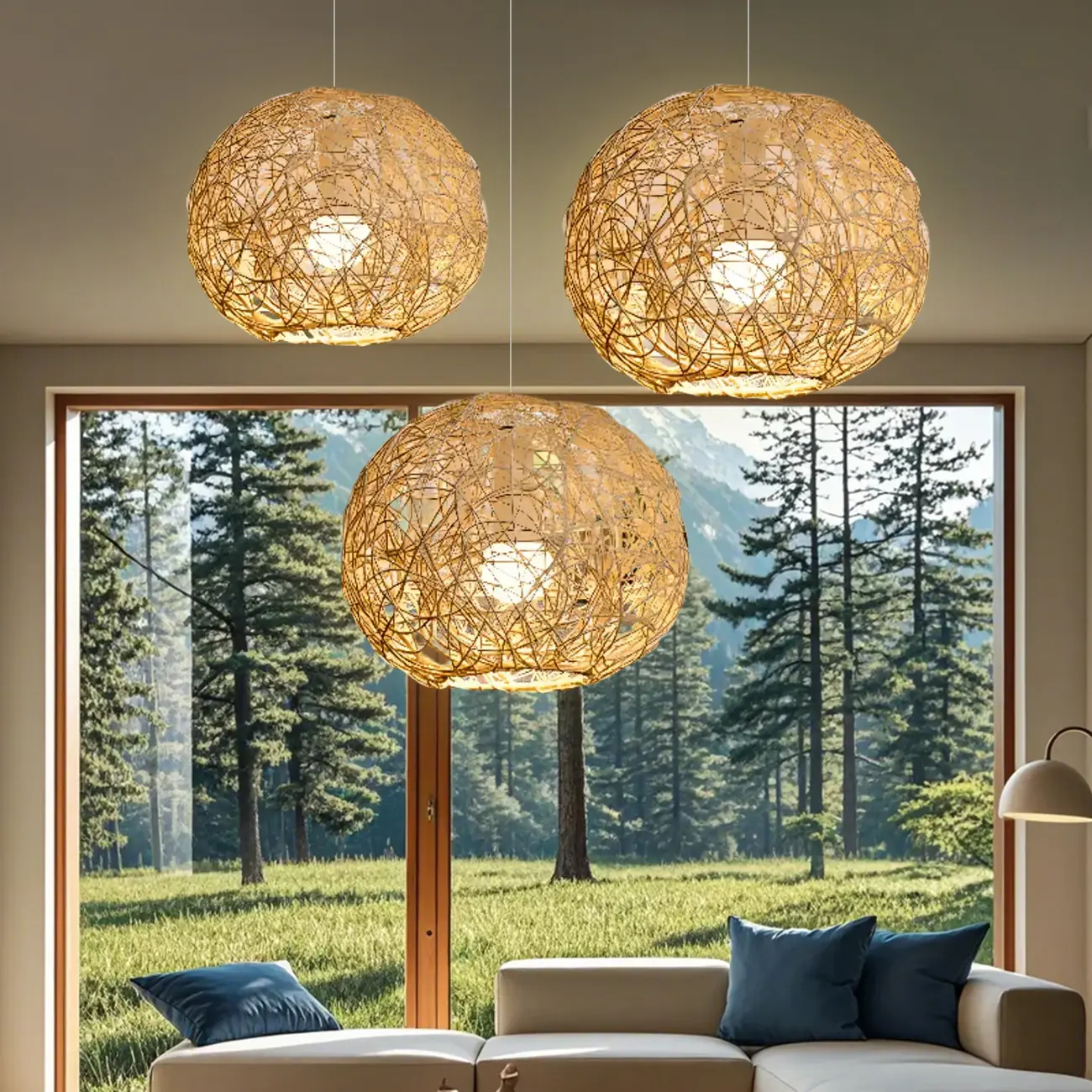 Glam Woven Ball Pendant Light for Living Room Decor Image - 4 | homeyfad