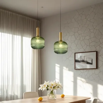 Modern Stained Glass Pendant Light with 3 Sizes for Dining Room Image - 3