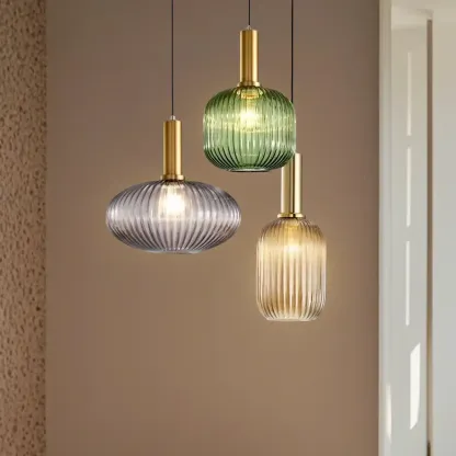 Modern Stained Glass Pendant Light with 3 Sizes for Dining Room Image - 1