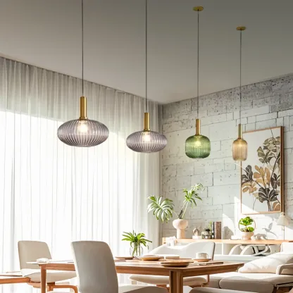 Modern Stained Glass Pendant Light with 3 Sizes for Dining Room Image - 4