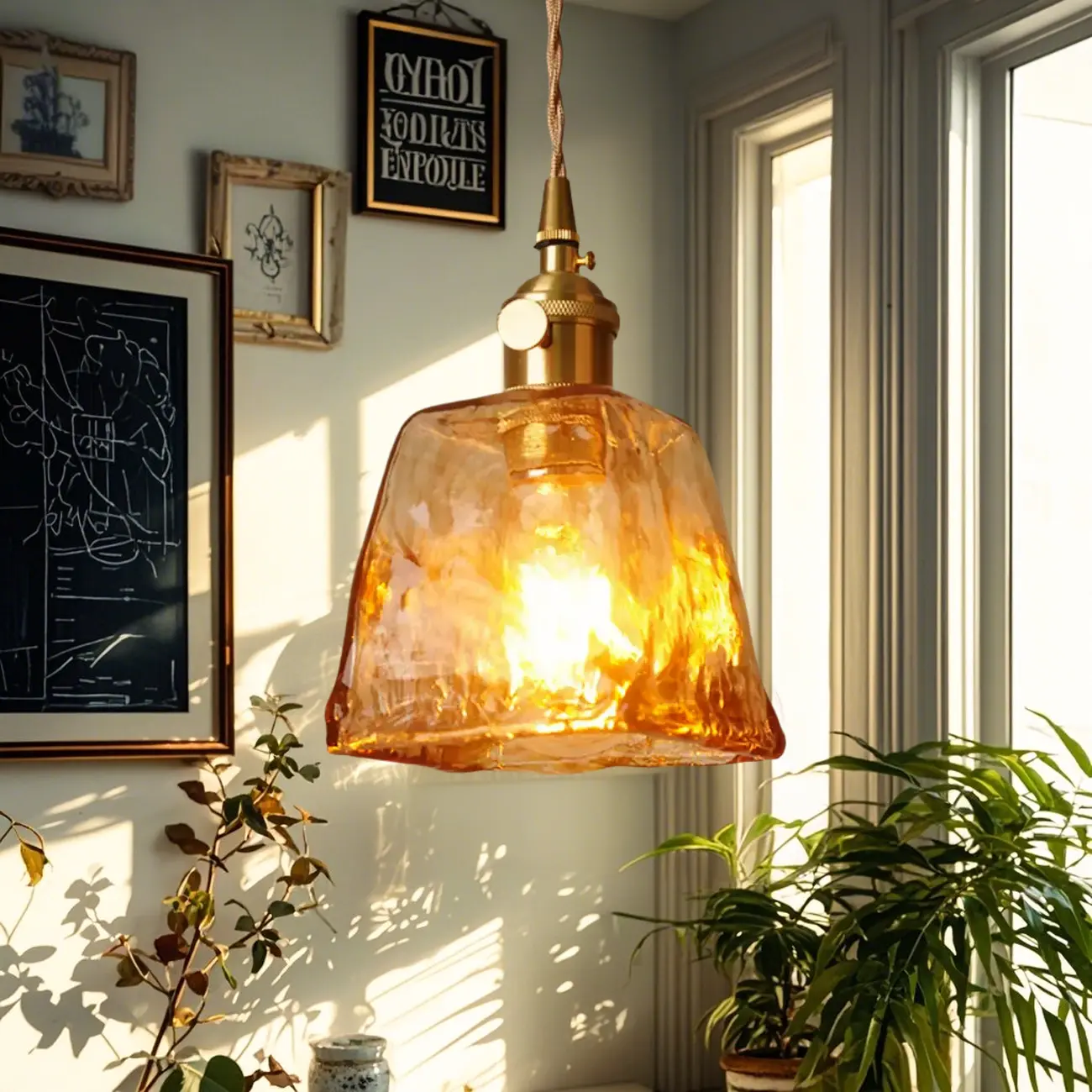 Vintage Green Stained Glass Pendant Light for Living Room Image - 2 | homeyfad