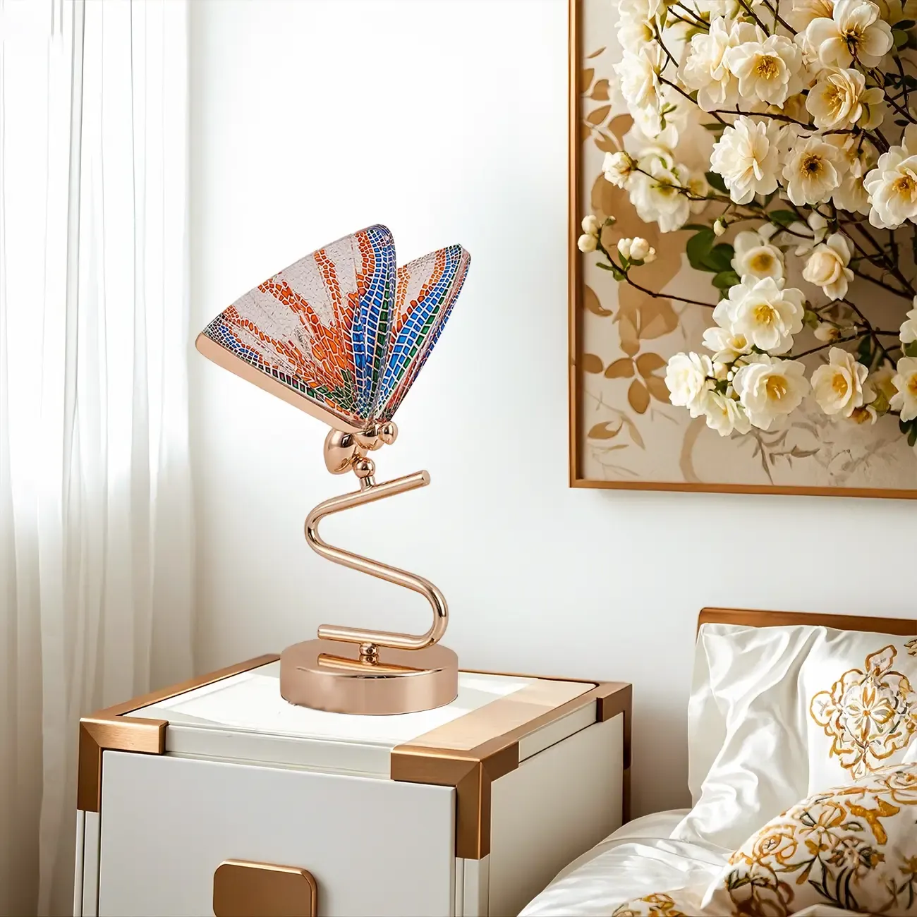 Glamorous Acrylic Butterfly Shape Gold Table Lamp for Residential Image - 4