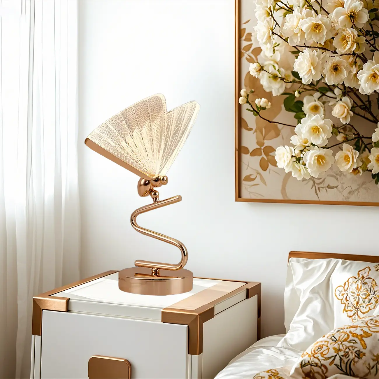 Glamorous Acrylic Butterfly Shape Gold Table Lamp for Residential Image - 1 | homeyfad