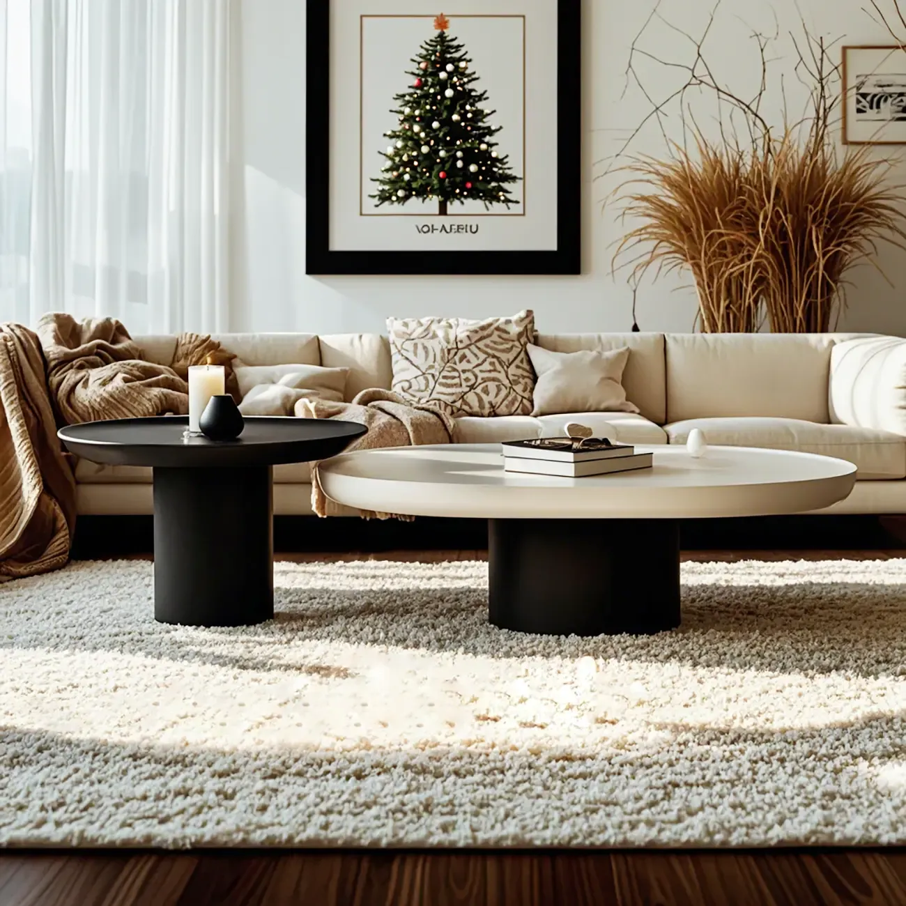 Oval White Wood Modern Coffee Table with Pedestal Base & Tray Top Image - 1