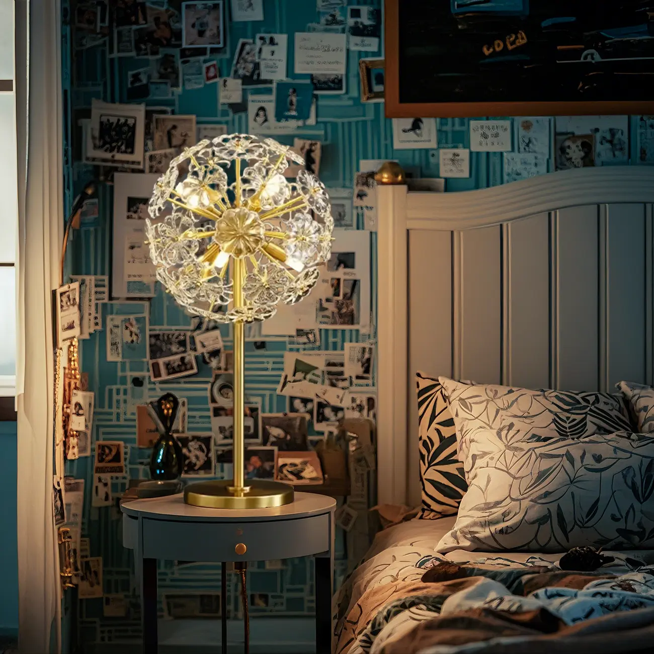 Glamorous Globe Crystal Table Lamp Gold Metal for Living Room Image - 1 | homeyfad