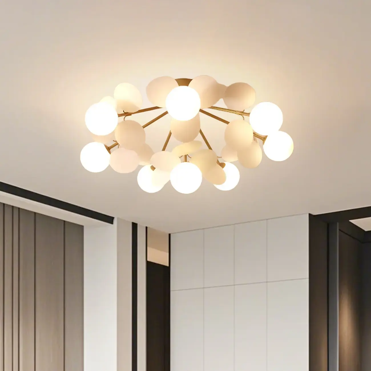 Modern Bedroom Glass Ball Semi Flush Mount Ceiling Light Image - 2 | homeyfad