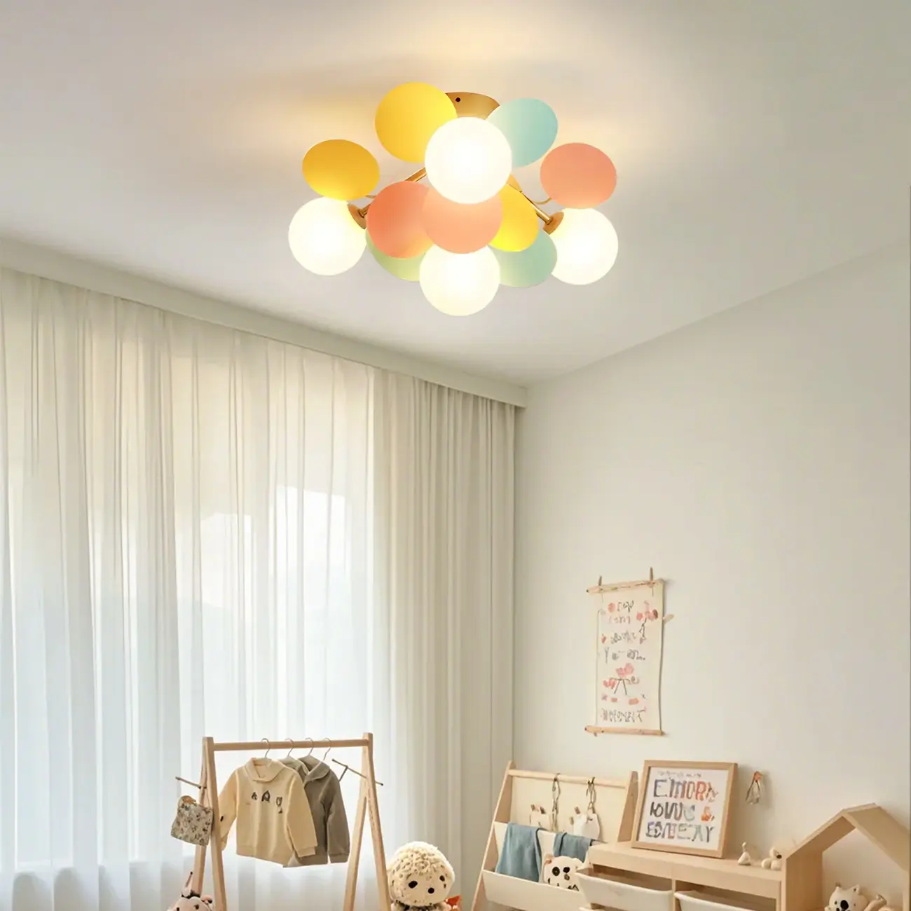Modern Bedroom Glass Ball Semi Flush Mount Ceiling Light Image - 9 | homeyfad