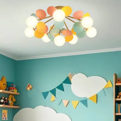 Modern Bedroom Glass Ball Semi Flush Mount Ceiling Light Image - 26