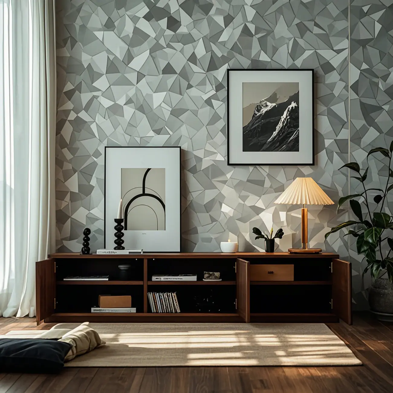 Traditional Rectangle Wooden TV Stand with Cabinets for Home Image - 3 | homeyfad