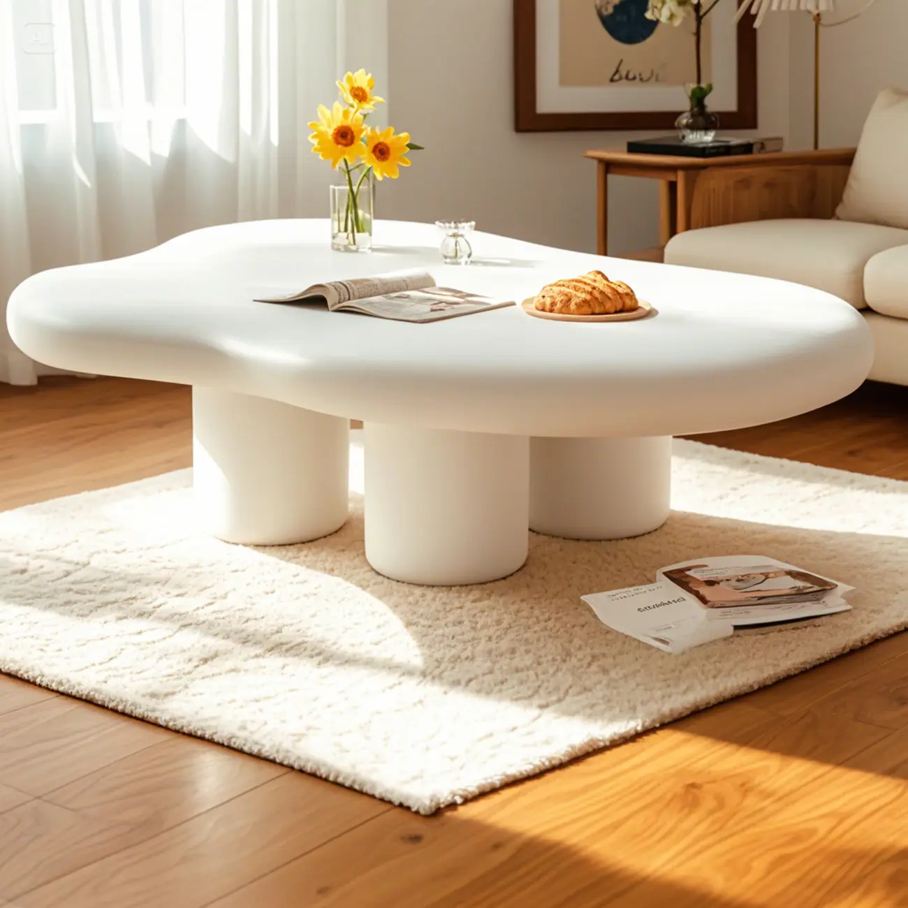 Modern Minimalist Cloud-Shaped Coffee Table for Living Room Image - 1 | homeyfad
