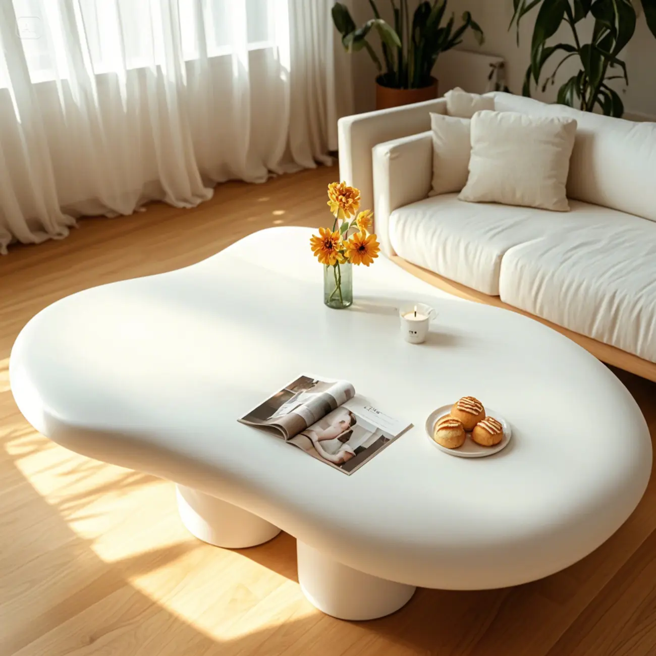 Modern Minimalist Cloud-Shaped Coffee Table for Living Room Image - 2 | homeyfad