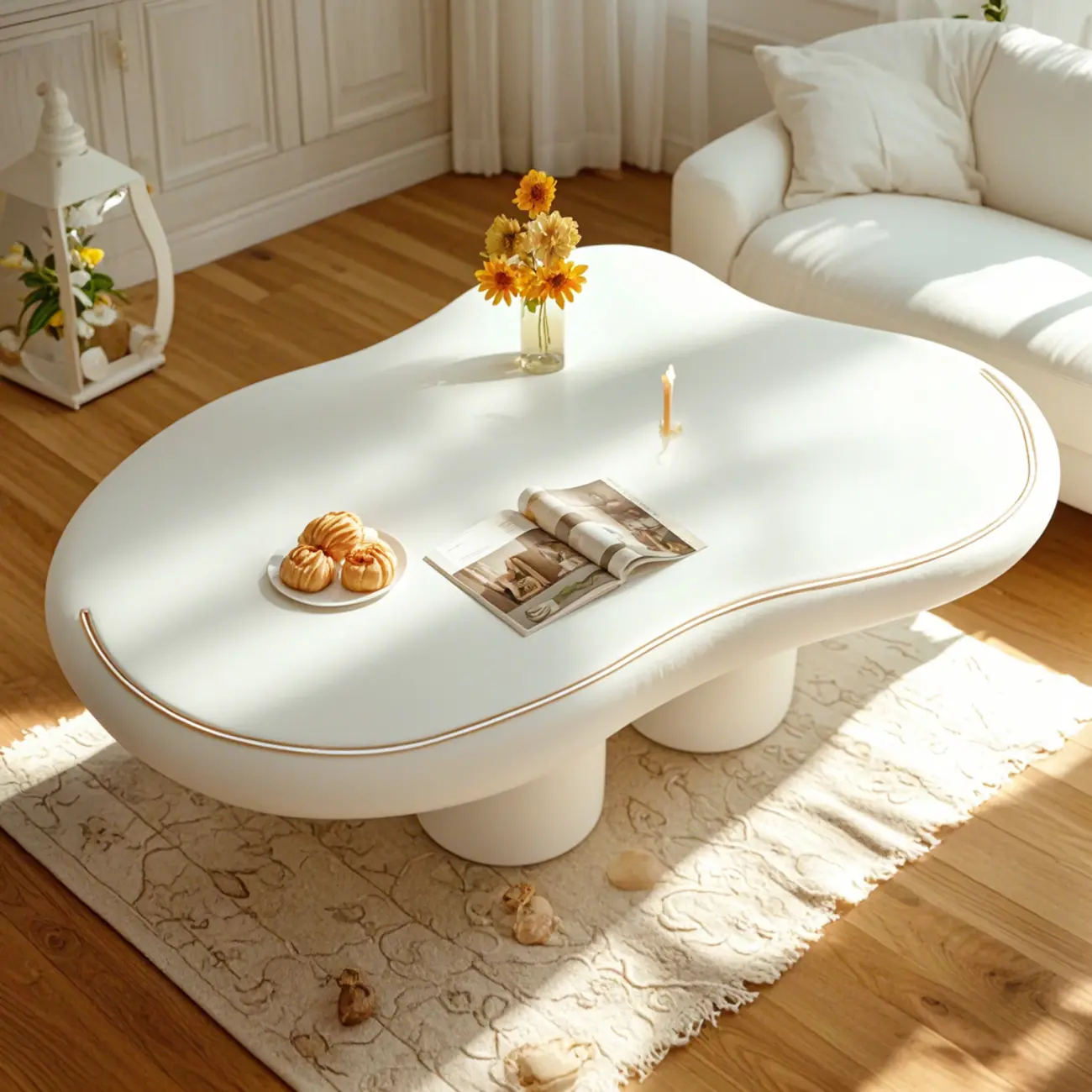 Modern Minimalist Cloud-Shaped Coffee Table for Living Room Image - 3 | homeyfad