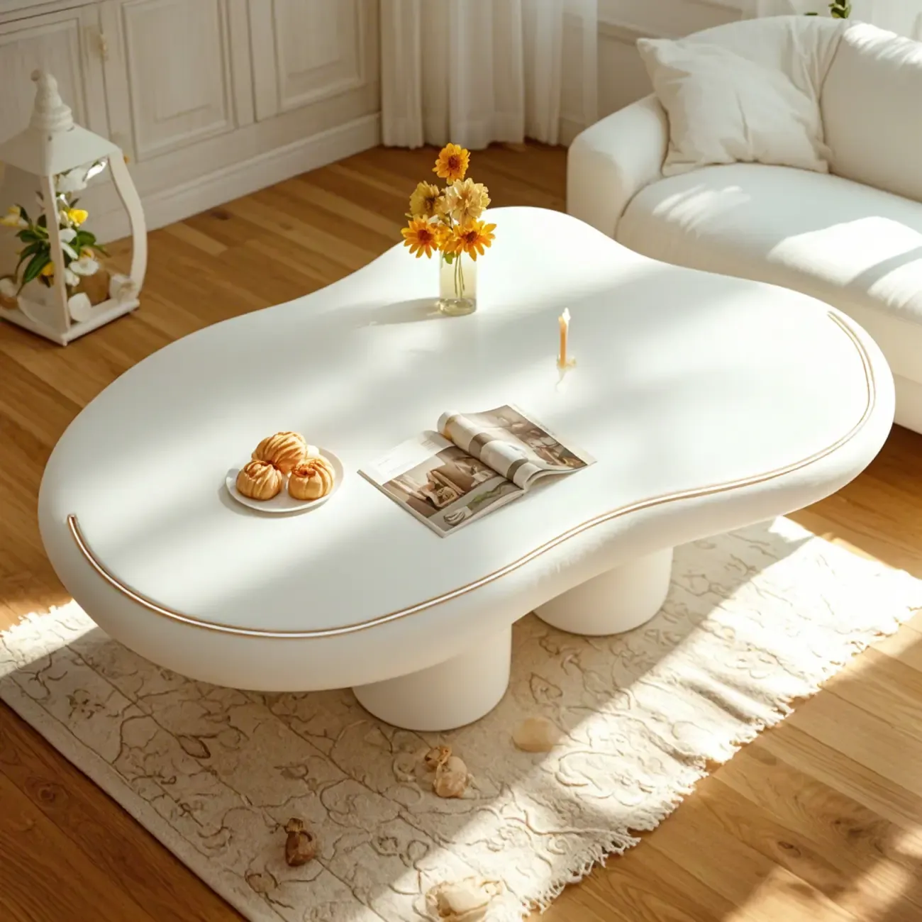 Modern Minimalist Cloud-Shaped Coffee Table for Living Room Image - 3