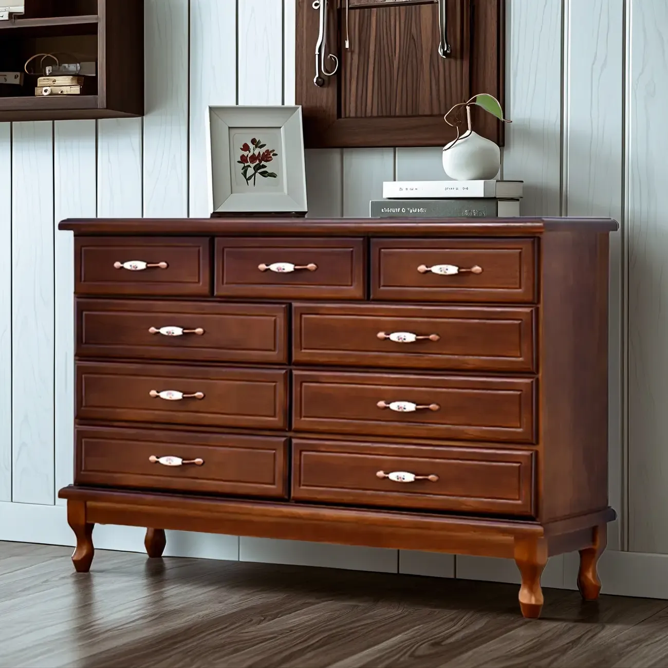 Modern Solid Wood Double Dressers with 7-Drawers for Bedroom Image - 4