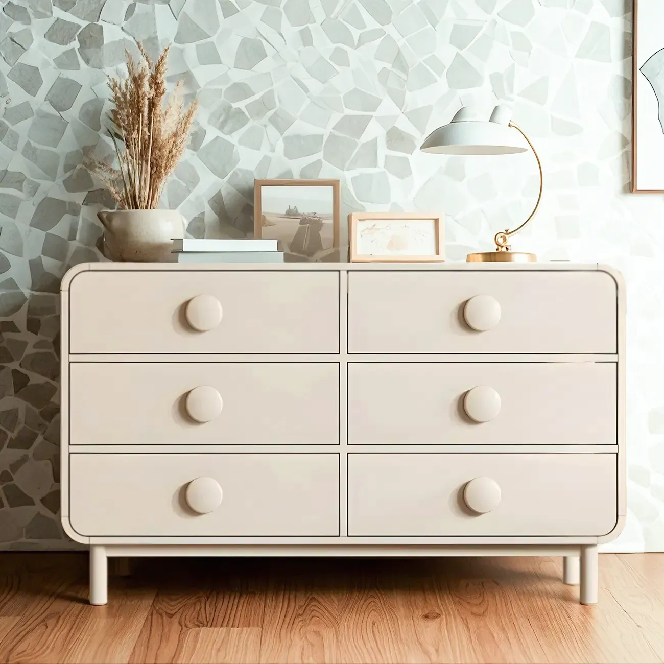 Minimalist White Wood Dresser & Chests with 6 Drawers Image - 1