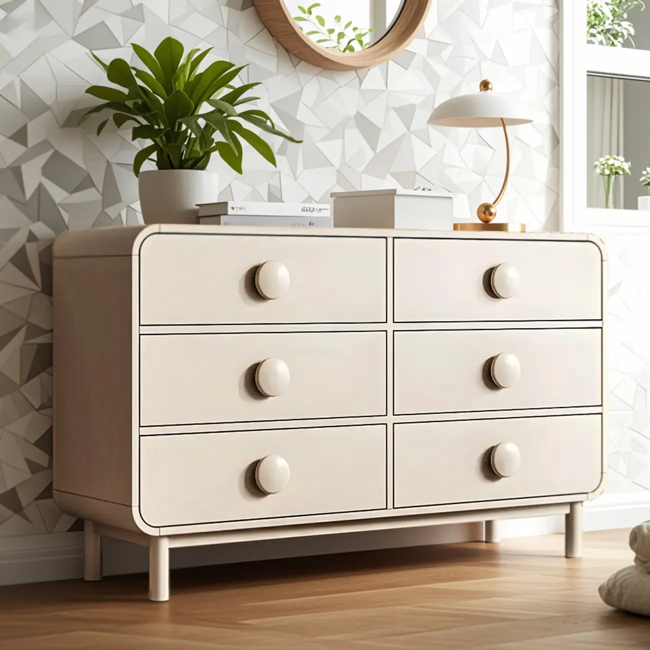 Minimalist White Wood Dresser & Chests with 6 Drawers Image - 2 | homeyfad