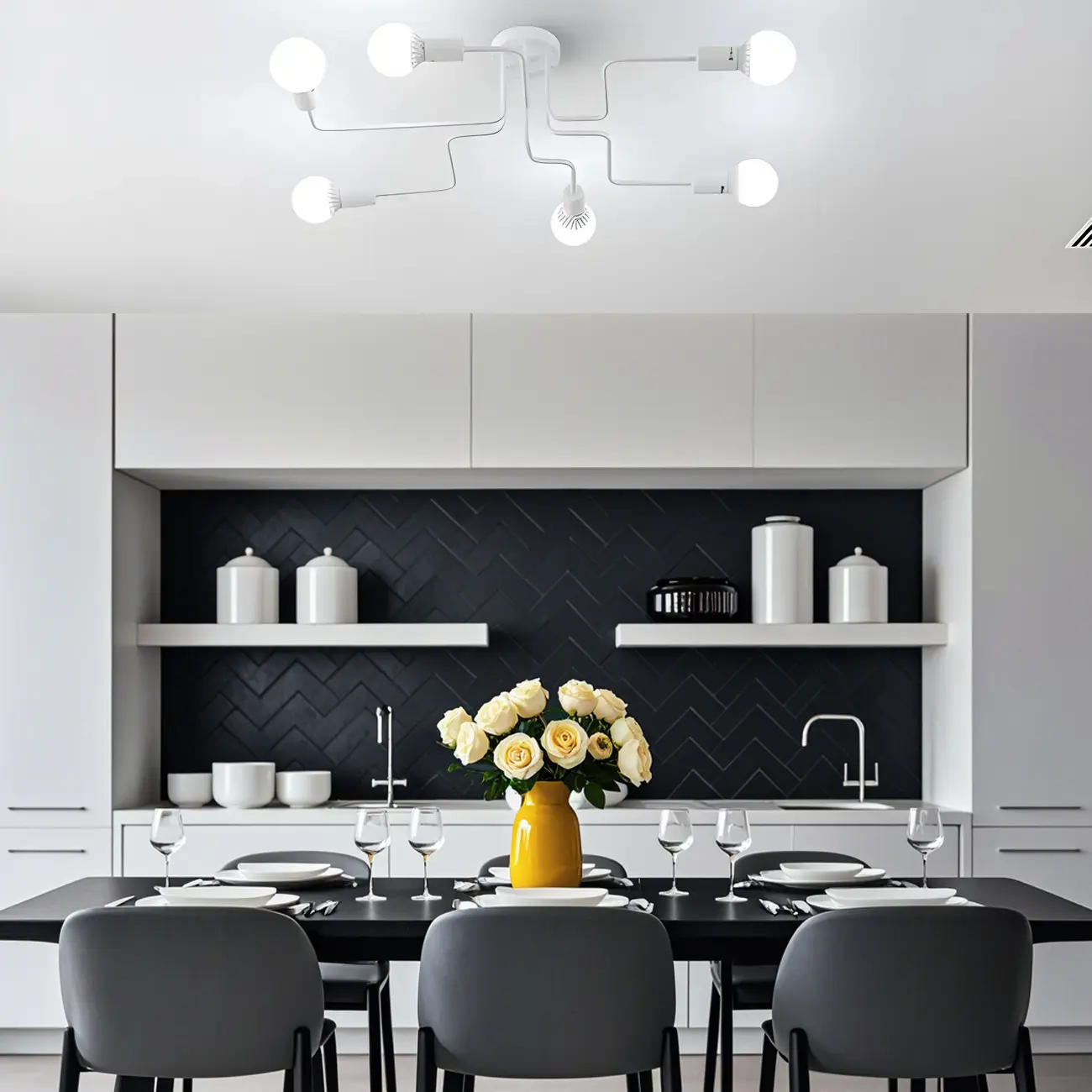 Industrial Branch Metal Semi Flush Ceiling Light Image - 2 | homeyfad