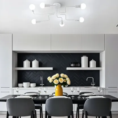 Industrial Branch Metal Semi Flush Ceiling Light Image - 2