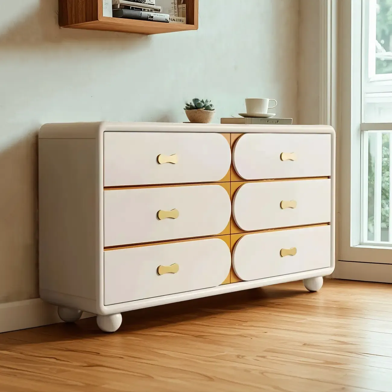 Classic Wooden Off-White Chests with Storage & Drawers Image - 4