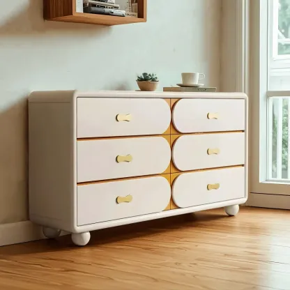 Classic Wooden Off-White Chests with Storage & Drawers Image - 4
