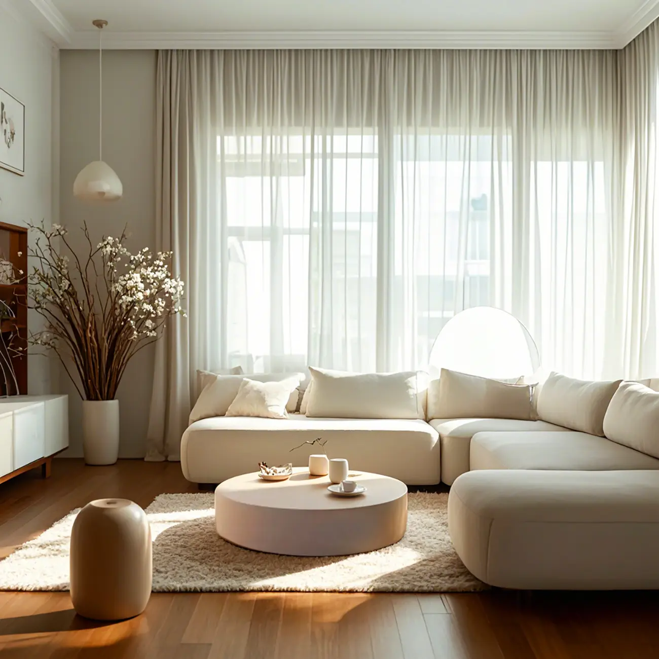 Modern White Round Fiberglass Coffee Table for Living Room  Image - 2 | homeyfad