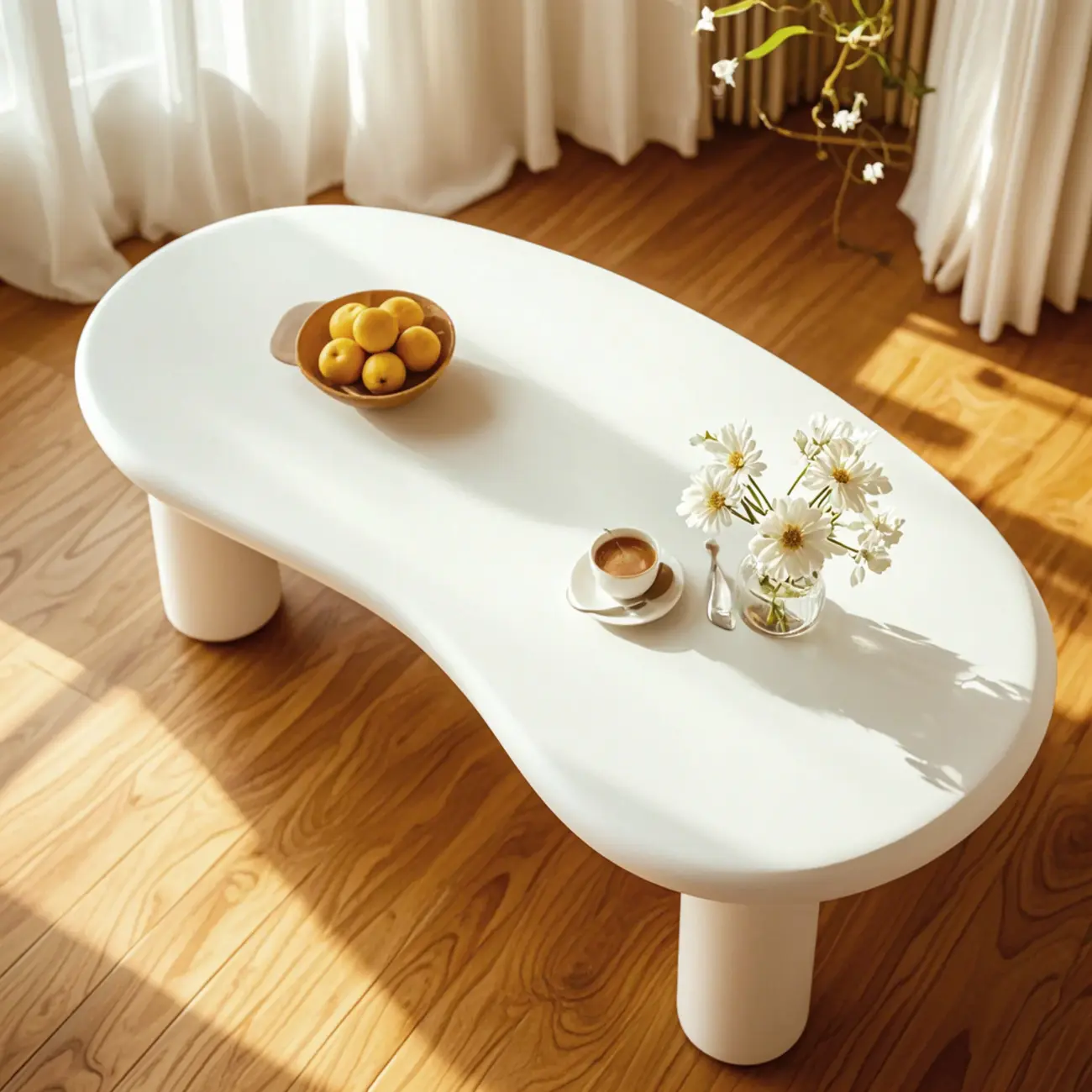 Modern White Irregular Small Coffee Table for Easy Assembly  Image - 2 | homeyfad