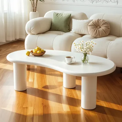 Modern White Irregular Small Coffee Table for Easy Assembly  Image - 3