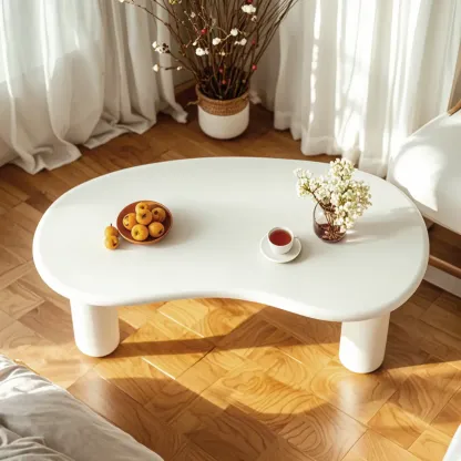 Modern White Irregular Small Coffee Table for Easy Assembly  Image - 4