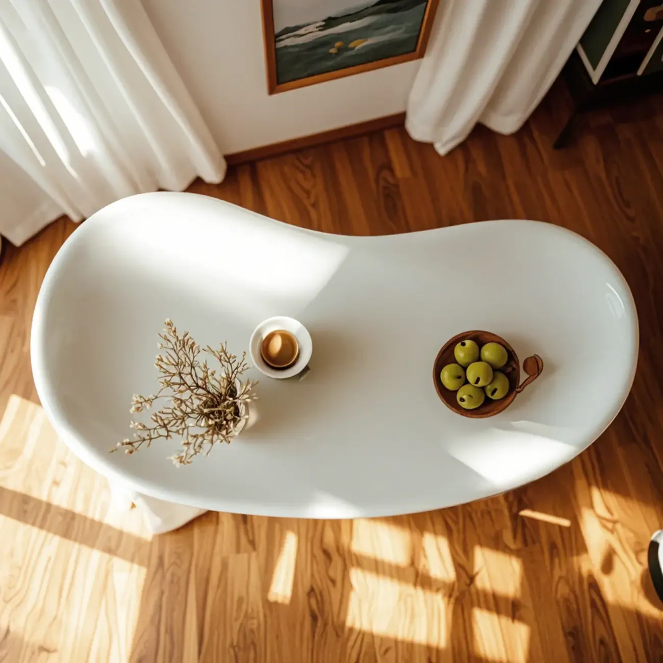 Modern White Irregular Small Coffee Table for Easy Assembly  Image - 5