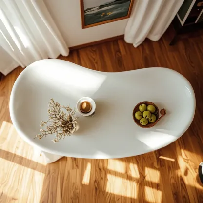 Modern White Irregular Small Coffee Table for Easy Assembly  Image - 5