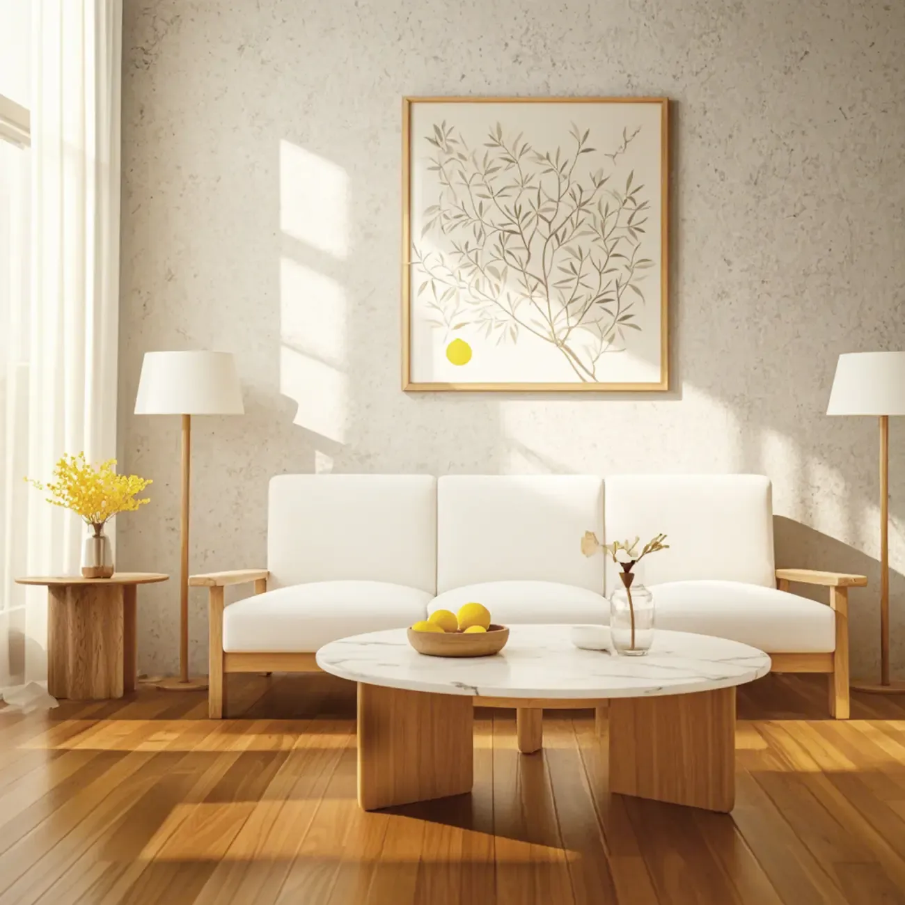Modern Wooden Round White Coffee Table for Living Room Image - 1