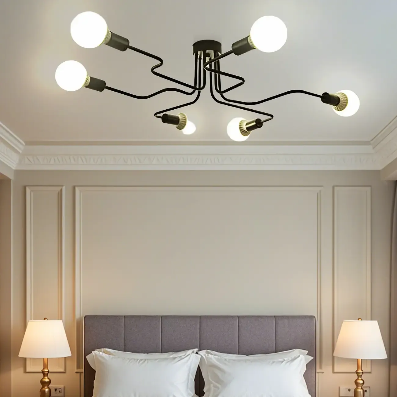 Industrial Branch Metal Semi Flush Ceiling Light Image - 11