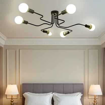 Industrial Branch Metal Semi Flush Ceiling Light Image - 11