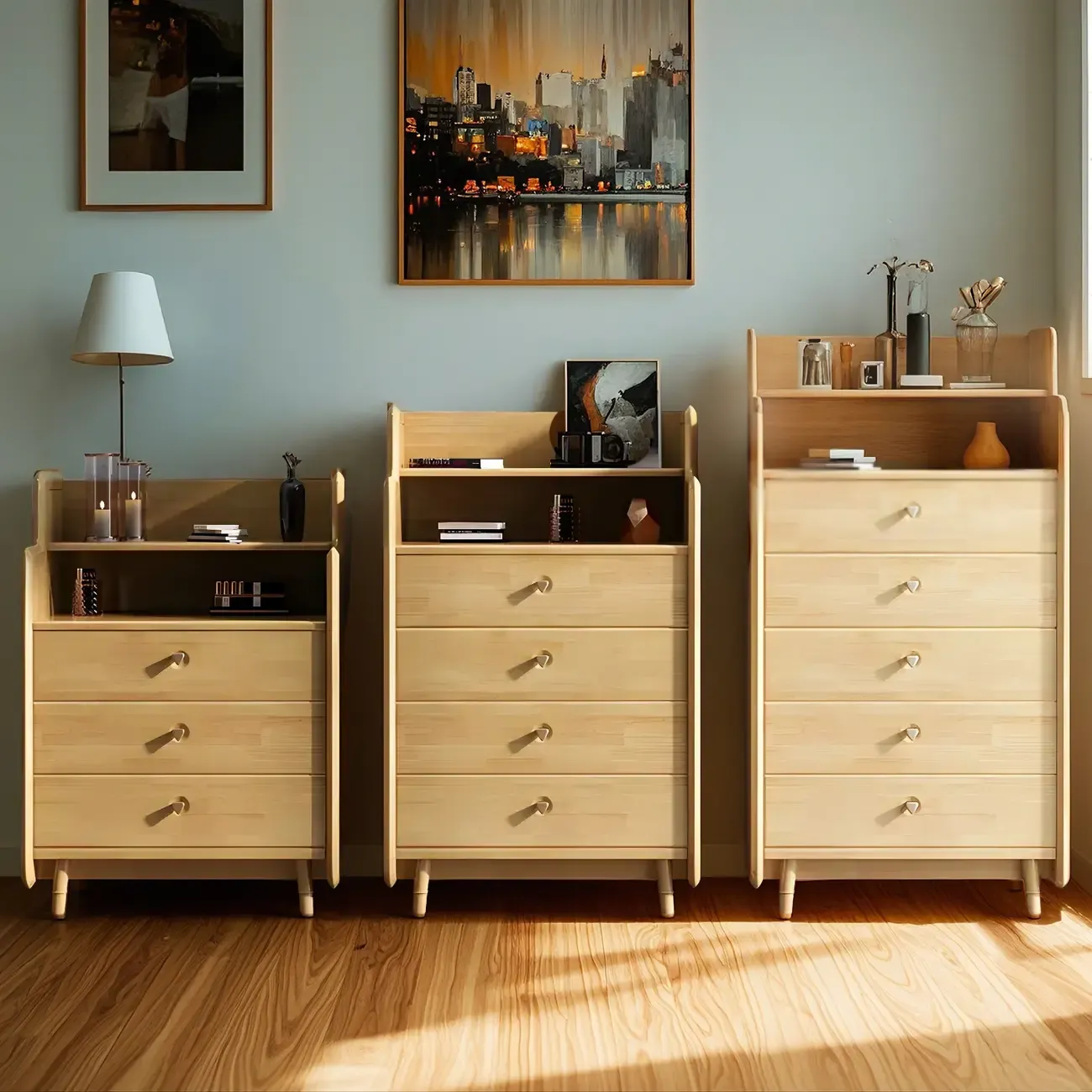 Durable Natural Wooden Dressers with Storage Chests Image - 3