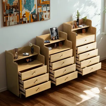 Durable Natural Wooden Dressers with Storage Chests Image - 2