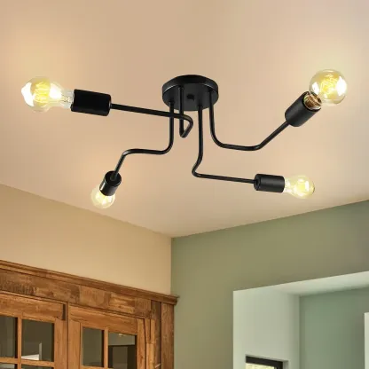 Industrial Branch Metal Semi Flush Ceiling Light Image - 18