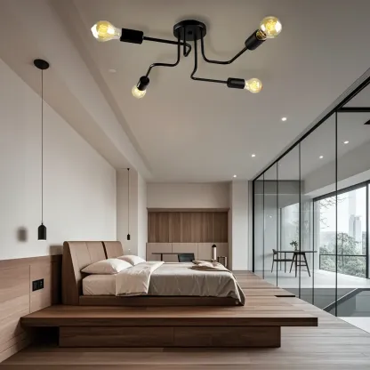 Industrial Branch Metal Semi Flush Ceiling Light Image - 17