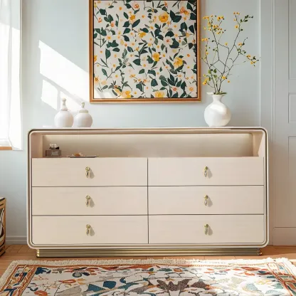 Glam Solid Wood Dresser with Gold Handles for Bedroom Image - 1
