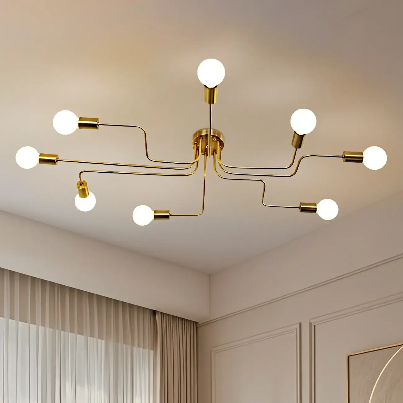 Industrial Branch Metal Semi Flush Ceiling Light Image - 24