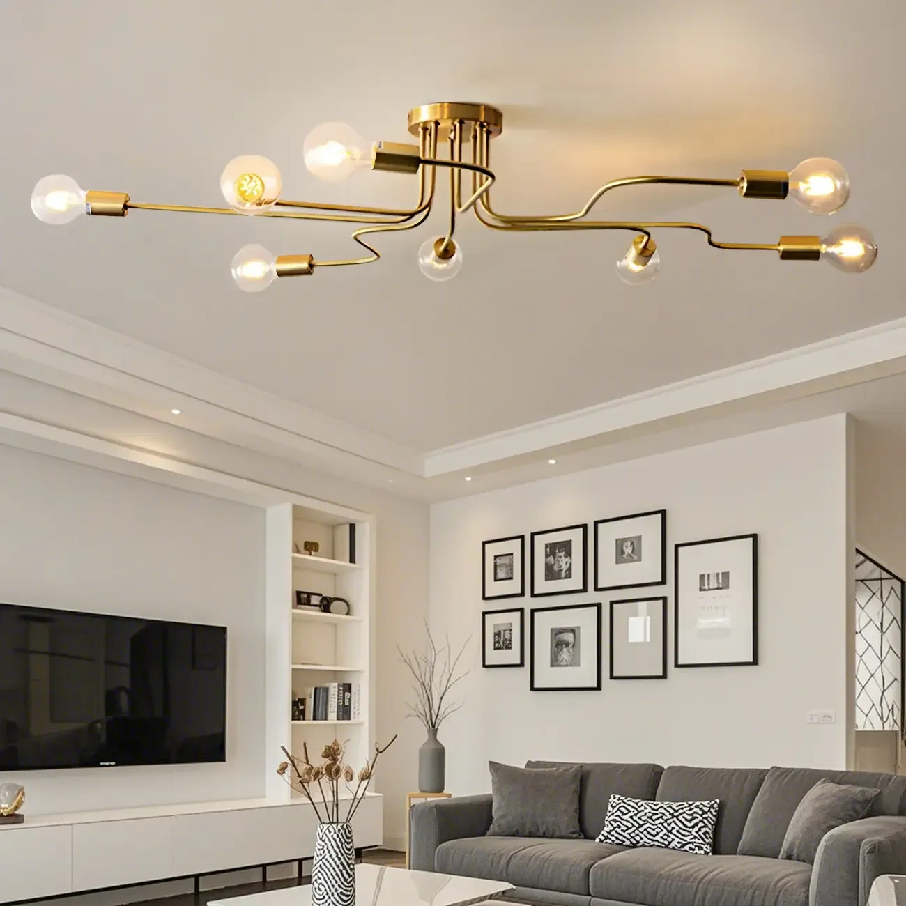 Industrial Branch Metal Semi Flush Ceiling Light Image - 25