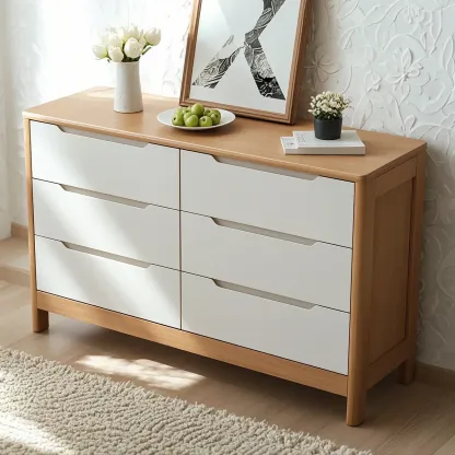 Stylish Natural Rubberwood Dressers & Chests with 6-Drawers Image - 1